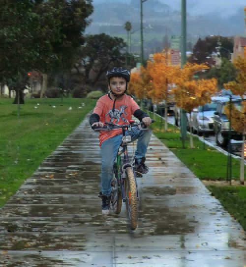 riding bike on sidewalk