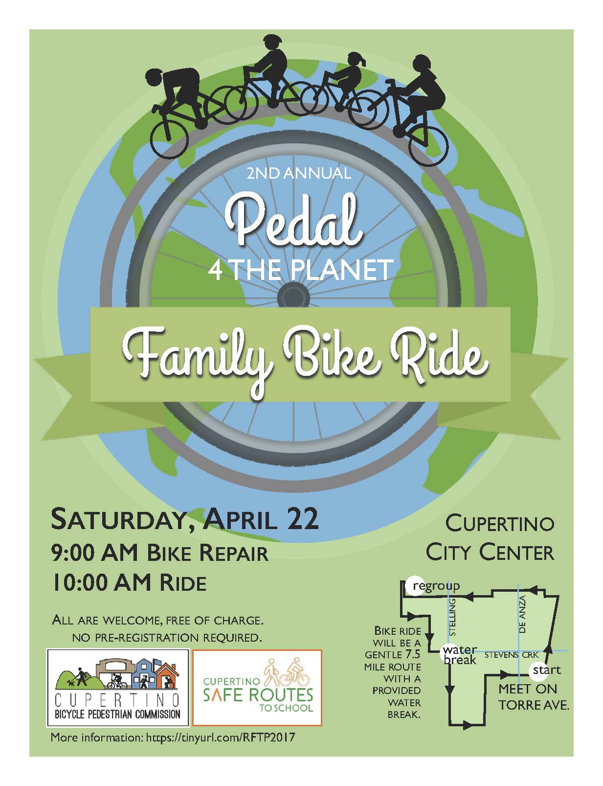earth day family bike ride walk bike cupertino bike riding tour flyers