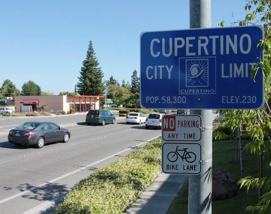 cars and bikes Cupertino sign